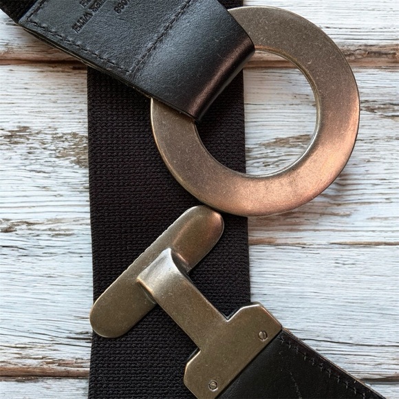 Black Belt Genuine Leather And Linen Stretch Silver Accents Women’s Size M/L - Picture 15 of 15